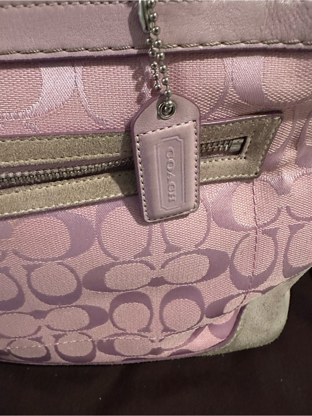 Coach Pink Signature Jacquard Tote with Floral Scarf Accent - Picture 8 of 15